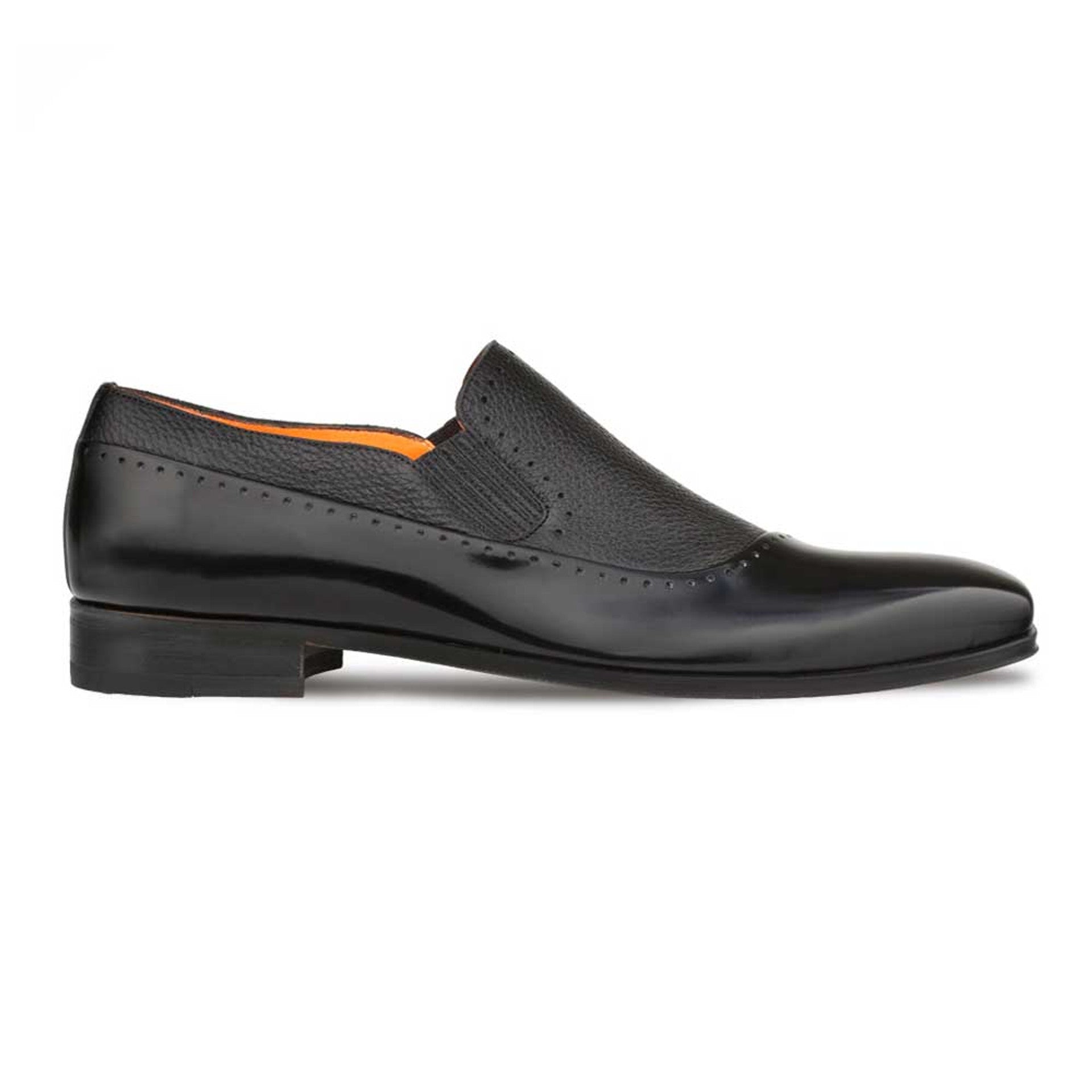 Mezlan Black Deerskin and Calf leather Slip-on for men 2   - from alligatorwarehouse.com