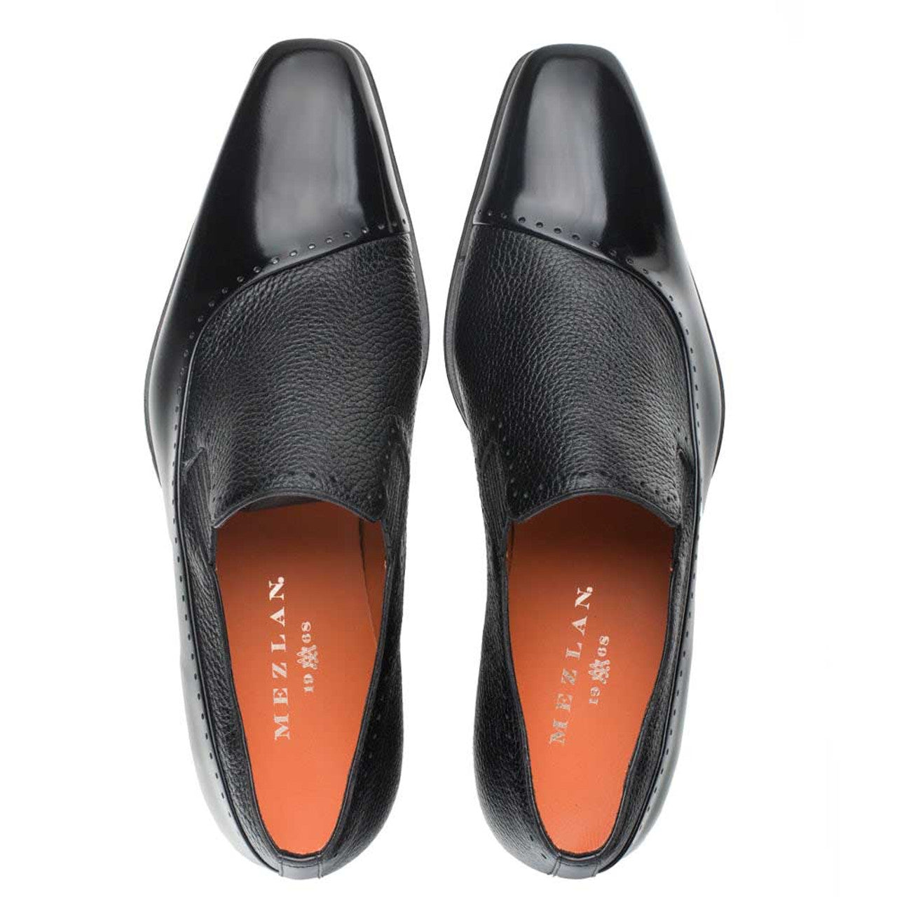 Mezlan Black Deerskin and Calf leather Slip-on for men 3   - from alligatorwarehouse.com