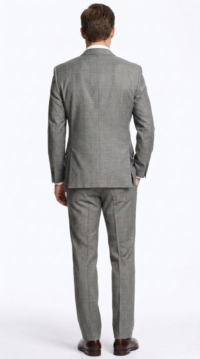 Men’s Gray Sharkskin 2-Piece Suit – Classic Fit Business, Wedding and Formal Suit