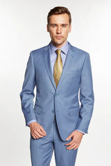 Mantoni Suit - Wool Suit - Business Suit Black Suit - Modern Fit 2 Buttons Style