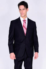 Mantoni Suit - Wool Suit - Business Suit Black Suit - Modern Fit 2 Buttons Style