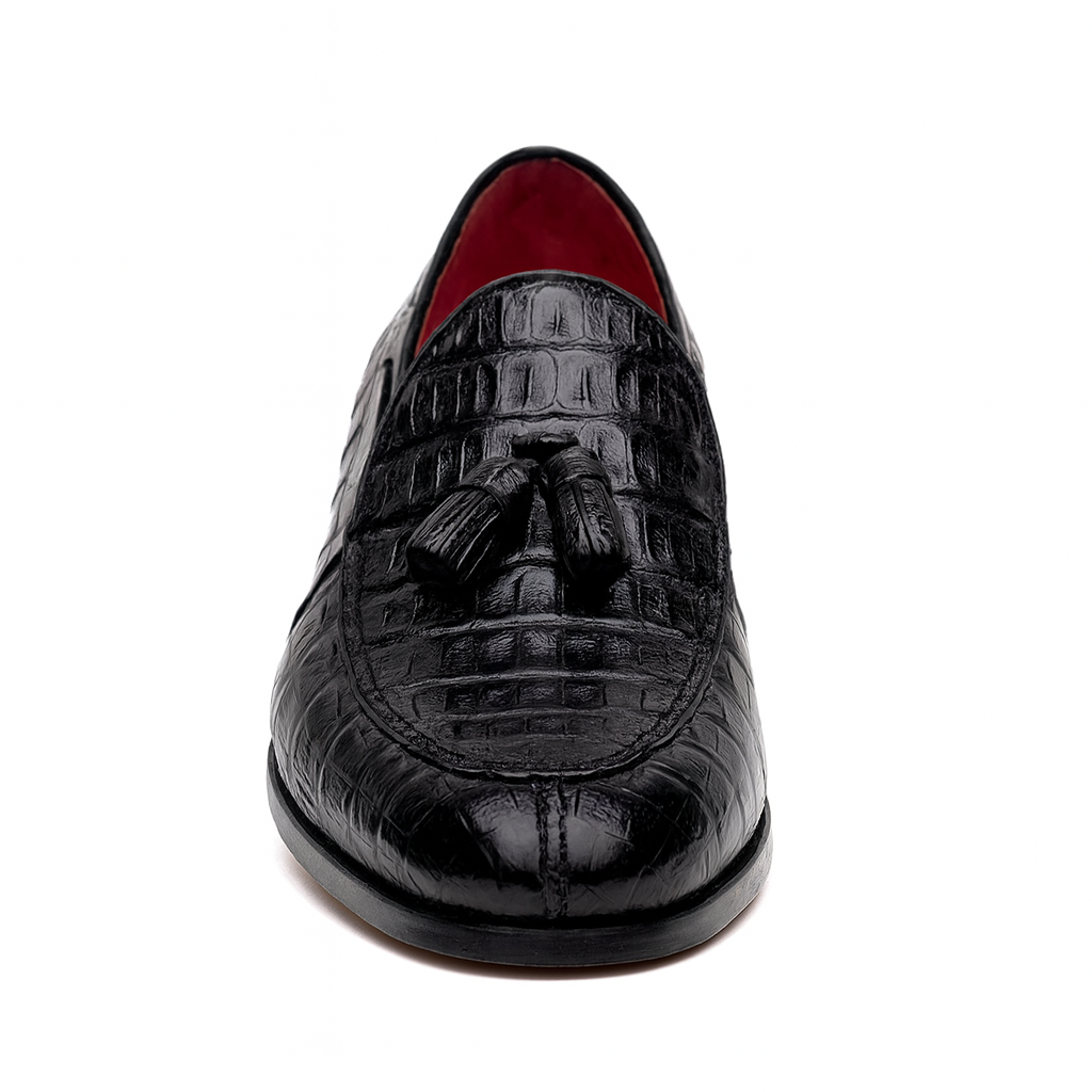 Marco Di Milano Bianchi Black Caiman Crocodile Tassel Loafers 7 BIANCHI_CAIMAN FUSCUS_BLACK_8  - from alligatorwarehouse.com