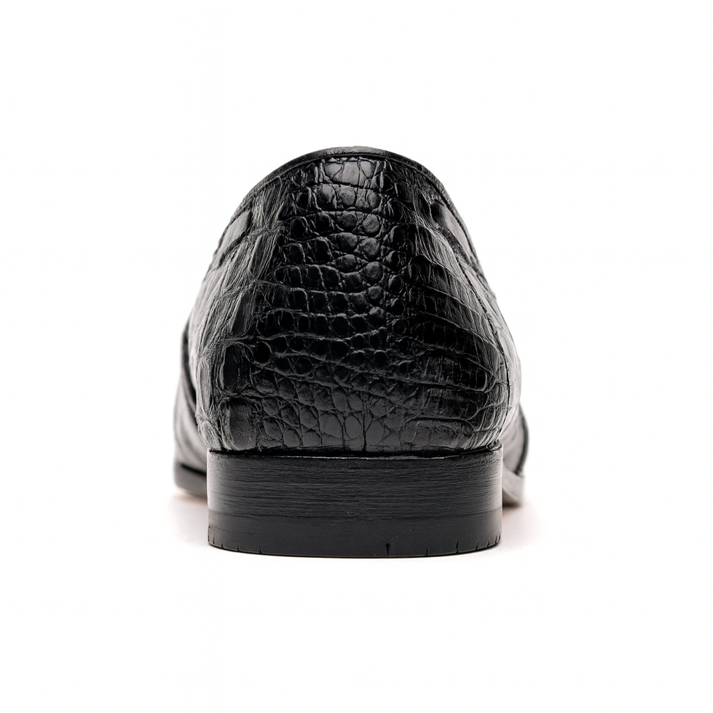 Marco Di Milano Bianchi Black Caiman Crocodile Tassel Loafers 8 BIANCHI_CAIMAN FUSCUS_BLACK_8  - from alligatorwarehouse.com