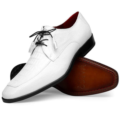Marco Di Milano Men's White Caiman Lizard Derby Shoes Merida 1 MERIDA_CAIMAN FUSCUS-LIZ RING_WITHE_9.5  - from alligatorwarehouse.com