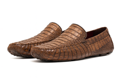 Marco Di Milano Remo Washed Brown Caiman Crocodile Driving Shoes