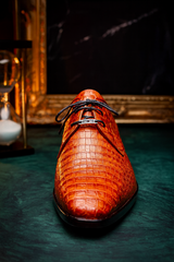 Marco Milano Exotic Caiman Shoes Cognac Gator Derby Lacio
