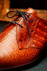 Marco Milano Exotic Caiman Shoes Cognac Gator Derby Lacio