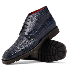 Marco Di Milano Martinelli Caiman Crocodile Chukka Boots Navy