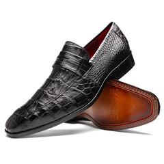 Marco Di Milano Matteo Alligator Penny Loafers Black