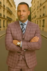 Wool Suit - Italian Made Business Suit by Statement Men's 3 Piece 100% Wool Modern Fit Suit - Coordinating Solid Color Vest