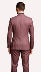 Men's Mauve Pink Tuxedo Suit ƒ?? 3-Piece Slim Fit with Black Satin Shawl Lapel