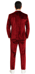 Men’s Burgundy Velvet Peak Lapel Suit – 2-Piece Skinny Fit Formalwear by Tazzio
