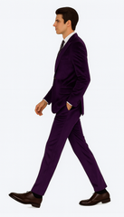 Men’s Purple Velvet Peak Lapel Suit – 2-Piece Skinny Fit Formalwear by Tazzio
