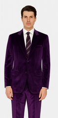 Men’s Purple Velvet Peak Lapel Suit – 2-Piece Skinny Fit Formalwear by Tazzio