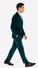 Men’s Teal Velvet Peak Lapel Suit – 2-Piece Skinny Fit Formalwear by Tazzio