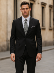 Mens 2 Button 100% Linen Black Suit