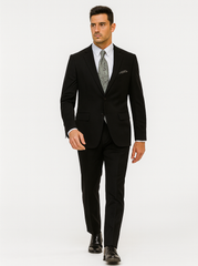 Mens 2 Button 100% Linen Black Suit