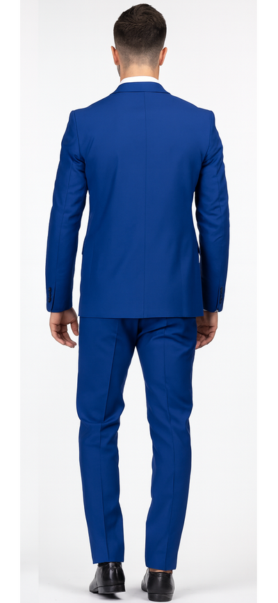 Mens 2 Button Classic Fit Basic Rayon Fabric Royal Blue Suit