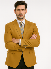 Mens 2 Button Poplin Dress Blazer in Gold