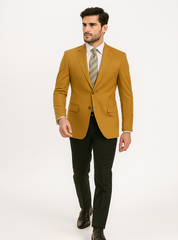 Mens 2 Button Poplin Dress Blazer in Gold