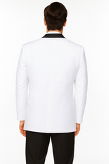 Mens 2 Buttton Slim Contrast Peak Lapel Tuxedo in White