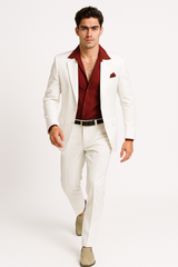 Mens Al Pacino Tony Montana Scarface Package | White Suit + Red Shirt