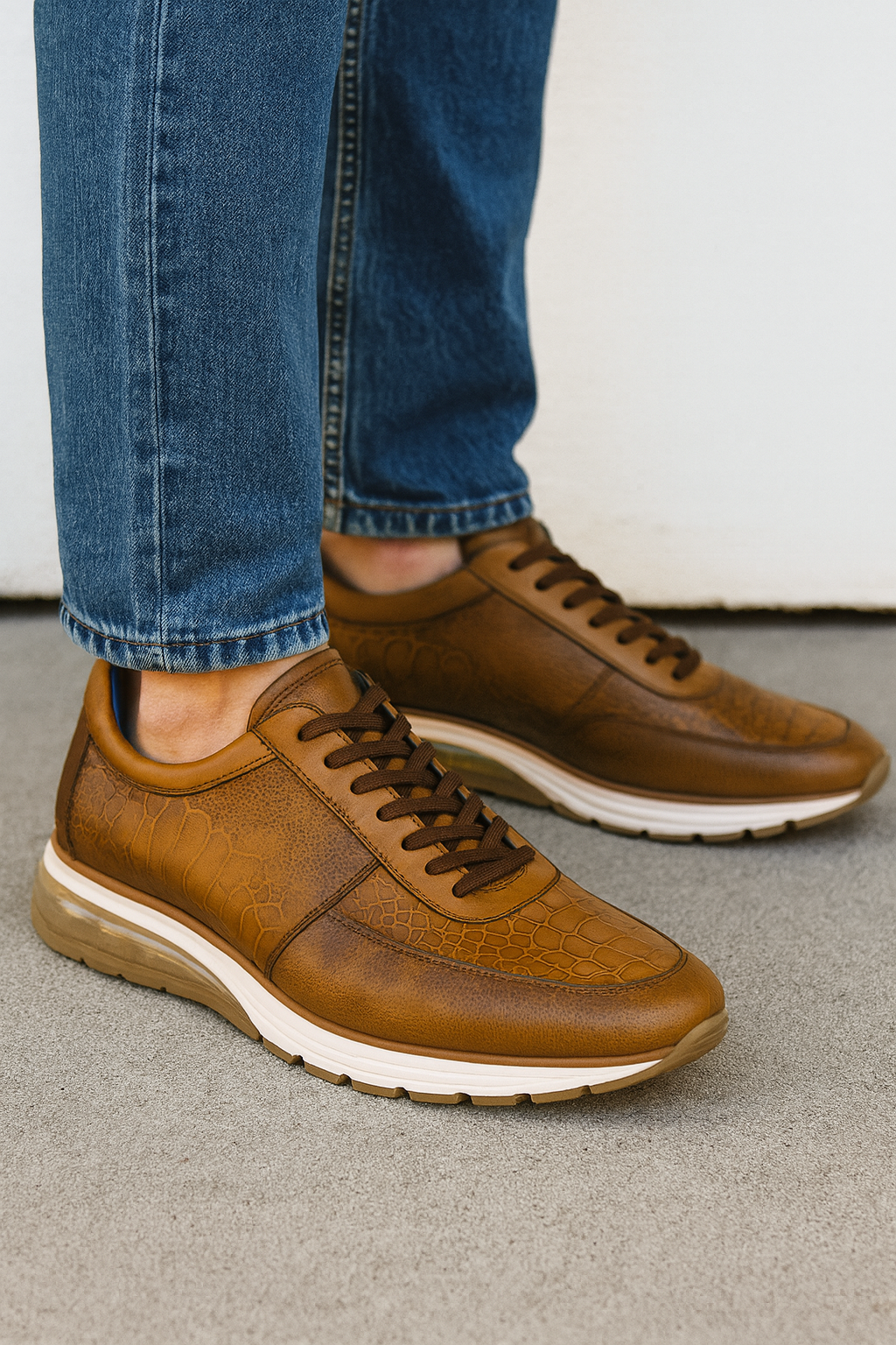Belvedere Todd Men's Shoes Antique Brandy Exotic Genuine Ostrich Casual Sneakers 5 MEN E02 ANT. BRANDY-M-06  - from alligatorwarehouse.com