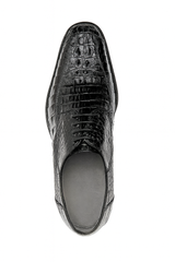 Mens Belvedere Chapo Caiman Crocodile Hornback Dress Shoe in Black