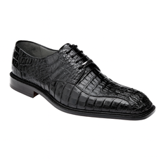 Mens Belvedere Chapo Caiman Crocodile Hornback Dress Shoe in Black