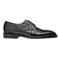 Mens Belvedere Chapo Caiman Crocodile Hornback Dress Shoe in Black