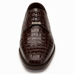 Mens Belvedere Chapo Caiman Crocodile Hornback Dress Shoe in Brown