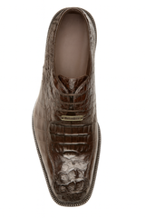 Mens Belvedere Chapo Caiman Crocodile Hornback Dress Shoe in Brown