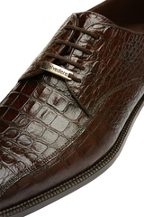 Mens Belvedere Chapo Caiman Crocodile Hornback Dress Shoe in Brown
