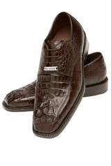 Mens Belvedere Chapo Caiman Crocodile Hornback Dress Shoe in Brown