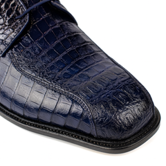 Mens Belvedere Chapo Caiman Crocodile Hornback Dress Shoe in Navy