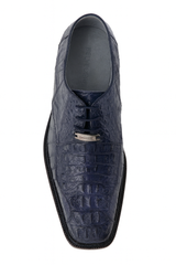 Mens Belvedere Chapo Caiman Crocodile Hornback Dress Shoe in Navy