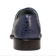 Mens Belvedere Chapo Caiman Crocodile Hornback Dress Shoe in Navy