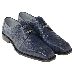 Mens Belvedere Chapo Caiman Crocodile Hornback Dress Shoe in Navy