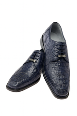 Mens Belvedere Chapo Caiman Crocodile Hornback Dress Shoe in Navy