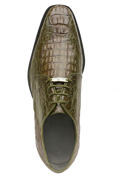 Mens Belvedere Chapo Caiman Crocodile Hornback Dress Shoe in Olive Green 4 MEN 1465 OLIVE-M-09  - from alligatorwarehouse.com