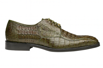 Mens Belvedere Chapo Caiman Crocodile Hornback Dress Shoe in Olive Green 2 MEN 1465 OLIVE-M-09  - from alligatorwarehouse.com