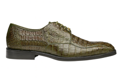 Mens Belvedere Chapo Caiman Crocodile Hornback Dress Shoe in Olive Green