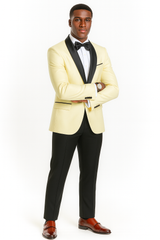 Big And Tall Suit For Men - Jacket + Pants + Bowtie + Pants - Ivory Suit