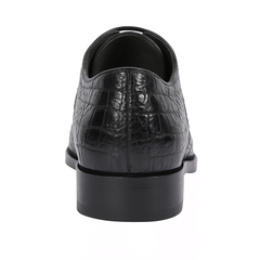 Men’s Black Genuine Full Crocodile Leather Lace-Up Dress Shoes