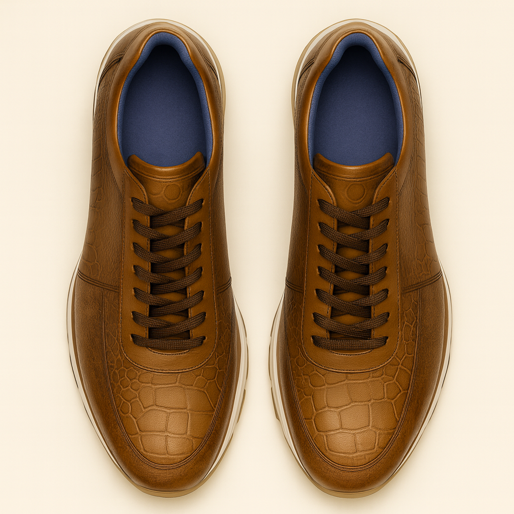 Belvedere Todd Men's Shoes Antique Brandy Exotic Genuine Ostrich Casual Sneakers 2 MEN E02 ANT. BRANDY-M-06  - from alligatorwarehouse.com