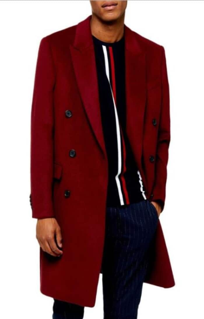 Men's Burgundy ~ Wine ~ Maroon Double Breasted Overcoats