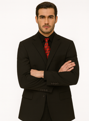 Mens Classic 3 button 2 Piece Suit in Black