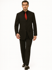 Mens Classic 3 button 2 Piece Suit in Black