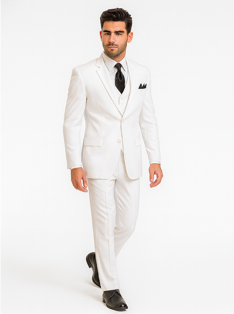 Mens Classic 3 Button Vested Dress Suit in White 6 5802V-White-38R  - from alligatorwarehouse.com