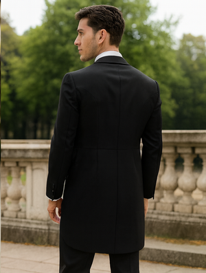 Mens Classic Black Tail Tuxedo with White Vest